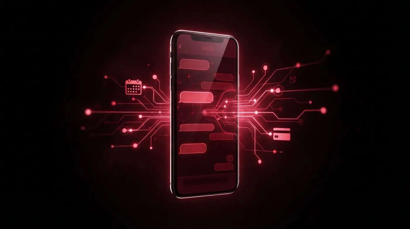 Phone connected to calendar, chat and data workflows