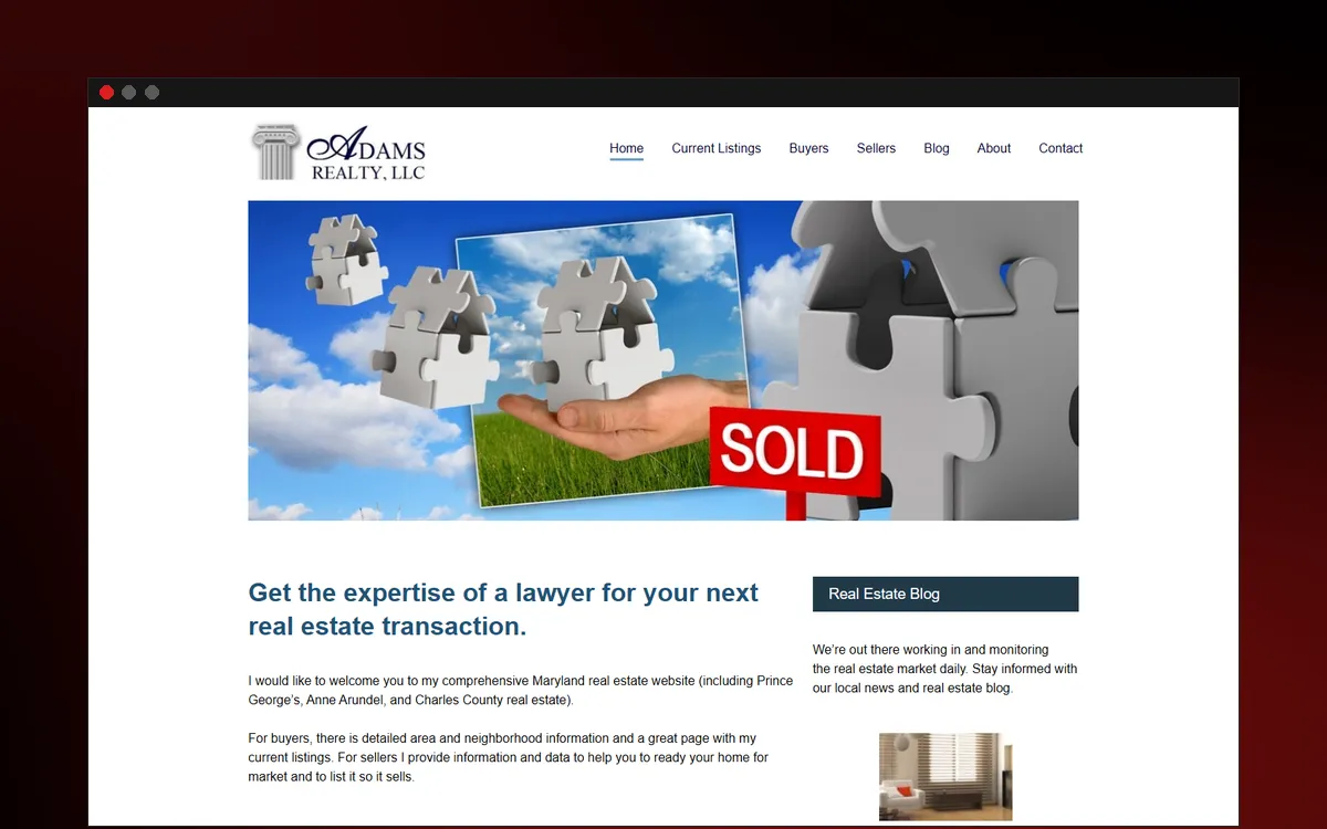 Adams Realty LLC website home page