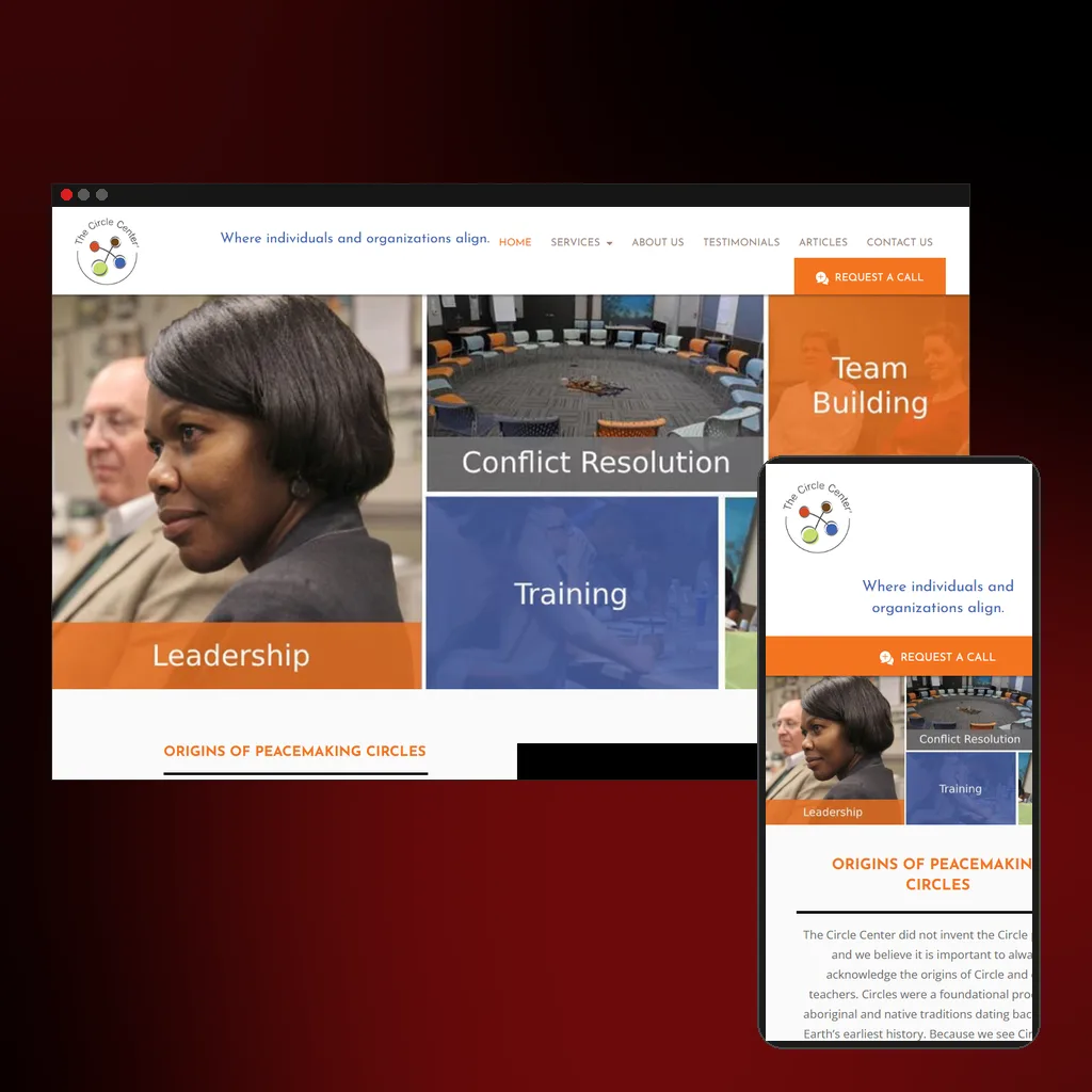 The Circle Center website on desktop and mobile