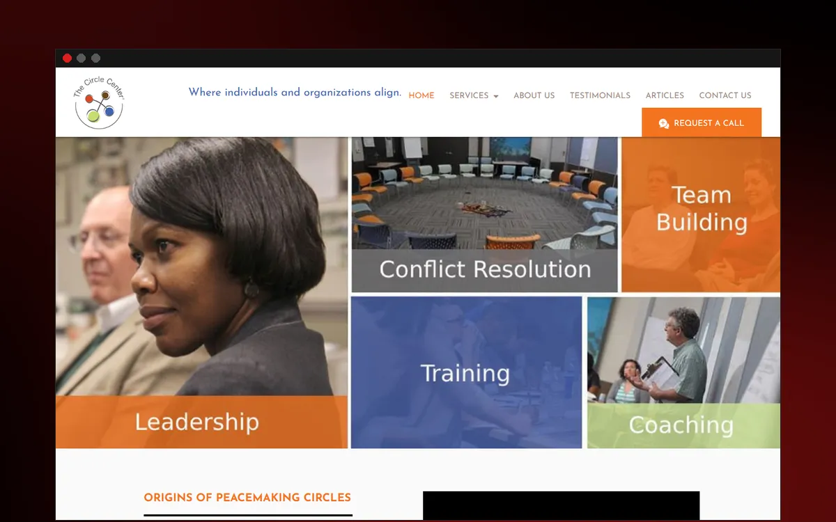 The Circle Center website home page