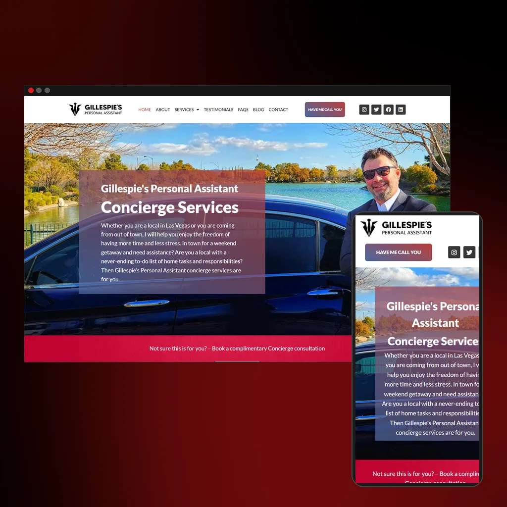 Gillespie'S Personal Assistant website on desktop and mobile