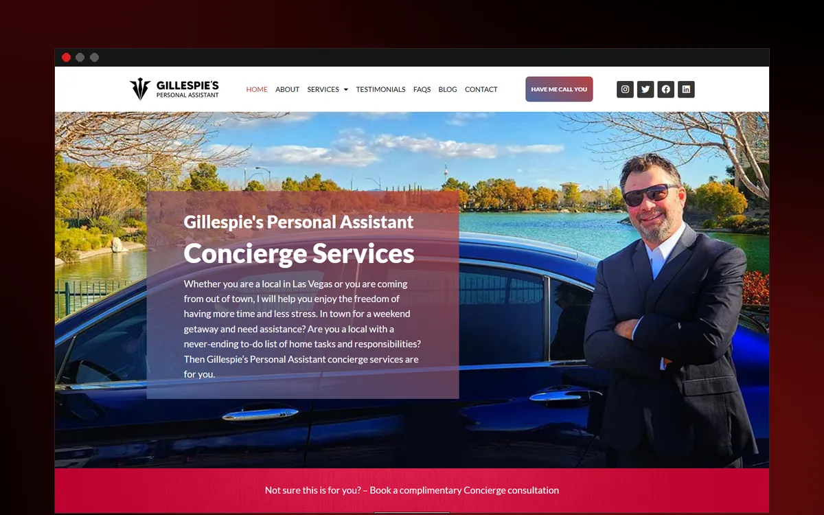 Gillespie's Personal Assistant website home page